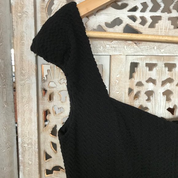 NWT Rebecca Taylor Black Cap Sleeve Texture Dress 4 - Picture 10 of 16